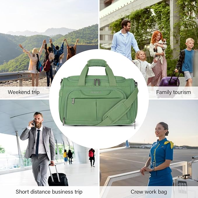 Hanke Underseat Carry On luggage Bags for Travel, Foldable Travel Bags for Women, Soft Lightweight Personal Item Travel Bag Small Carry On Bags for Airplanes, Travel Tote Bags for Women Men. Green