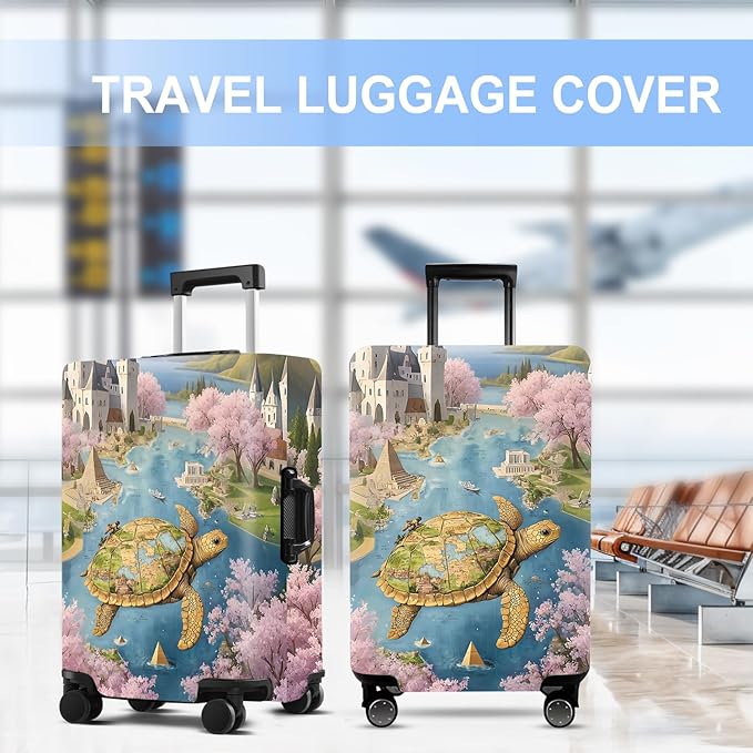 Turtle Luggage Cover Washable Suitcase Protector Anti-Scratch,Stretchable Fit for 20-34Inch Luggage Durable Travel Bag Cover with Zipper Closure (M(24-26inch suitcase))