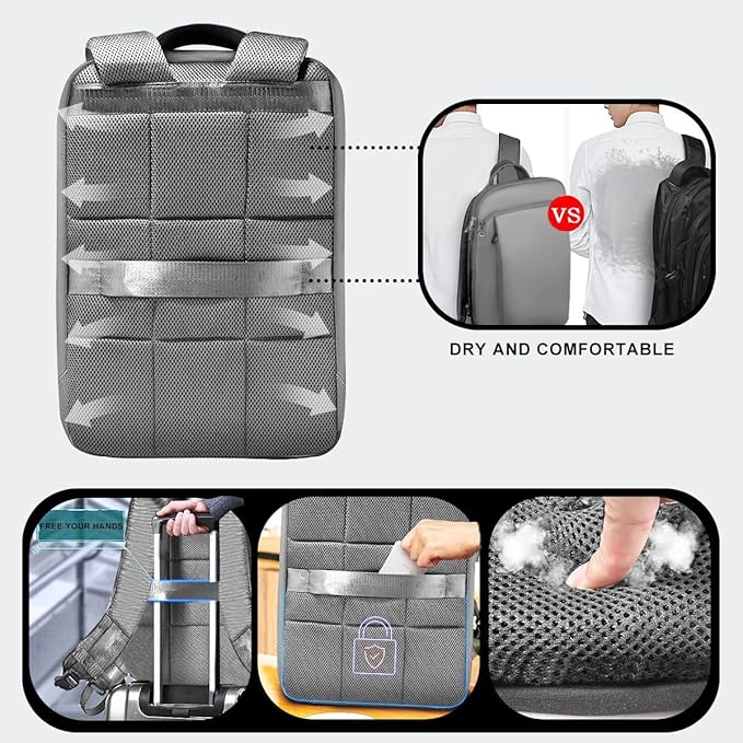 ZINMARK Slim Expandable 15 15.6 16 Inch Laptop Backpack Anti Theft Travel Business Durable Computer Bag, Multipurpose Large Capacity Daypack for Men And Women，G01Y01