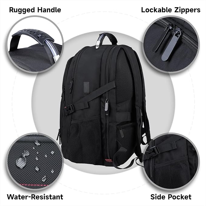 50L Travel Backpack, Extra Large Backpack, Laptop Backpack for Men, big Backpack, Water Resistant TSA Approved Business Work College School Computer Bag with USB Port, Fits 17 Inch Laptops