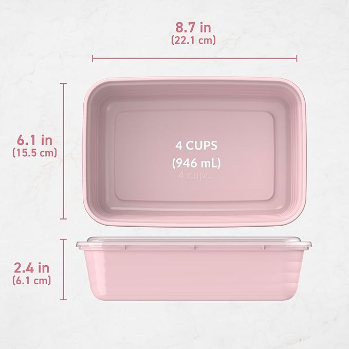 Bentgo 20-Piece Lightweight, Durable, Reusable BPA-Free 1-Compartment Containers - Microwave, Freezer, Dishwasher Safe - Blush Pink