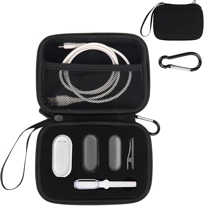 YouKnow Hard Case Compatible with PLAUD NotePin AI Voice Recorder - with Custom Foam Insert Holds Recorder, Magnetic Pin, Clip, Dock, Wristband & Cable (Case Only) (Black)