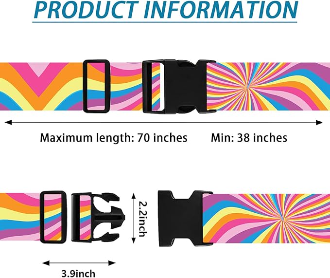 Luggage Straps for Suitcases TSA Approved, Luggage Identifiers for Suitcase, Adjustable Suitcase Strap for Baggage Security with Cute Patten, Travel Necessary Accessories 2Pack (Rendering)