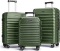 LIGHT FLIGHT Luggage Sets, 3 Piece Durable Suitcase Set with Spinner Wheels, 3 Pcs Hardside Lightweight luggage with TSA Lock, Large Checked Travel Suitcases, 20/24/28 Inch, Pine Green