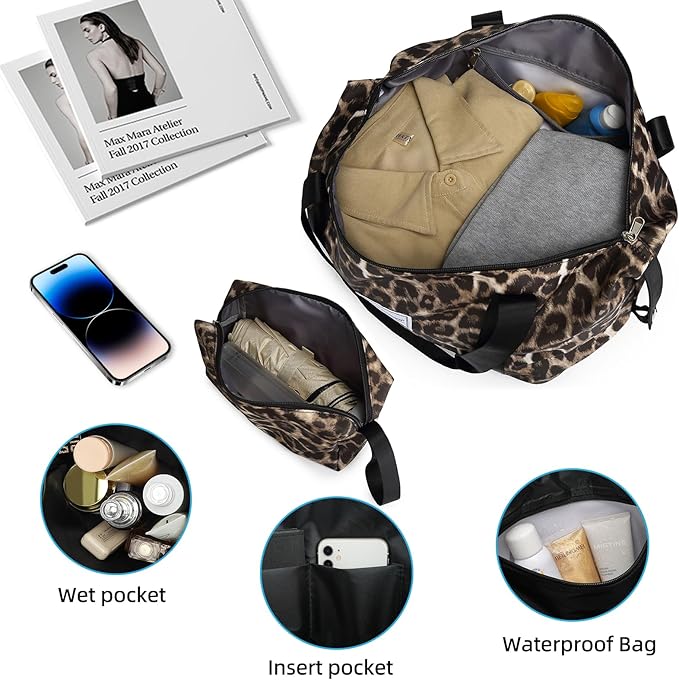 LARVENDER Luggage Sets 5 Piece Hardside Expandable Suitcase with Wheels Lock,PC+ABS Hardside Lightweight Rolling Suitcase for Women and Men,Cheetah