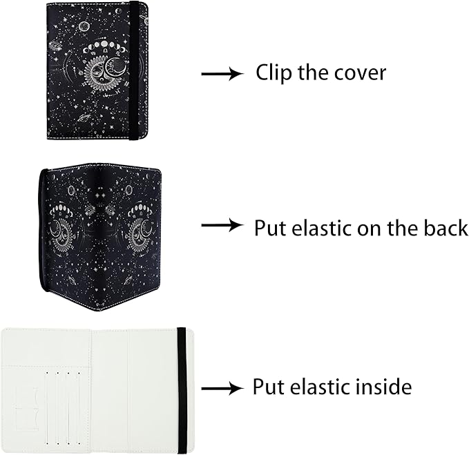 Passport Holder for Women and Men PU Leather Passport Cover for Travel (Sun Moon)