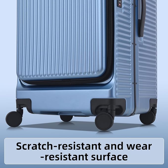 2 pieces 20/29 Aluminum Frame Carry On and Checked Luggage Set with Side Opening,Lightweight Hardshell ABS+PC Trunk Suitcase with TSA Lock, 360° Universal Wheels & Adjustable Handle,Dark Blue