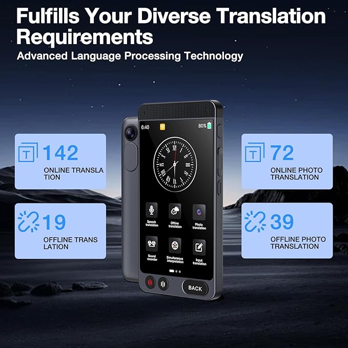 Offline Language Translator Device, No WiFi Needed Instant Translator, 142 Languages Two Way Real - Time Voice & Photo AI Translation for Business Learning Travel