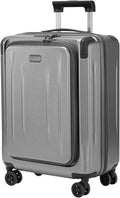 Carry On Luggage, 20 Inch Top Opening Aluminum Frame Lightweight Airline Approved ABS+PC Hard Shell Suitcases with Silent Wheels, TSA Lock, Front Pocket & Wet-dry Separated Six-piece Set