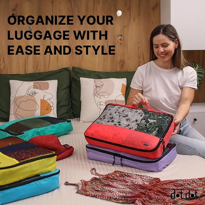 Medium Packing Cubes for Suitcases - 5 Pcs set of Packing Cubes for Travel Carry on Suitcase Organizer Bags - Travel Cubes Organizer Bags for Luggage