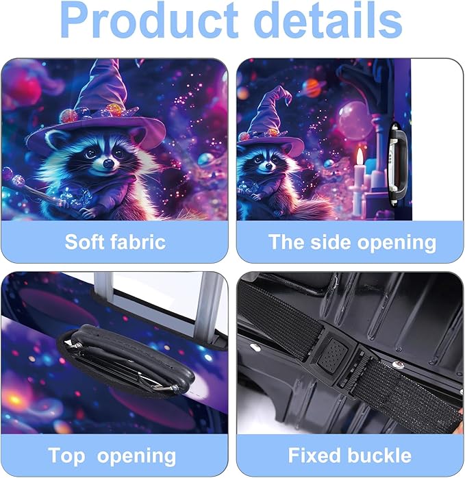 Raccoon Luggage Cover Washable Suitcase Protector Anti-Scratch,Stretchable Fit for 20-34Inch Luggage Durable Travel Bag Cover with Zipper ClosureL(28-30inch suitcase)