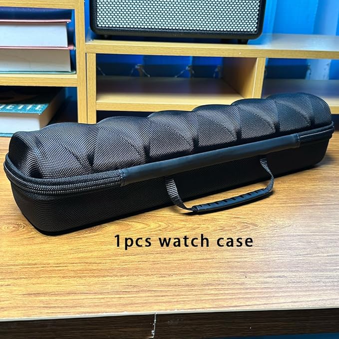 Hard 6 slots watch travel case, watch storage box organizer, 6 slots watch roll display box with soft safe watch pillow (Black, 6slot)