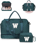 Teenage Girl Gifts 8-10-Initial Travel Bag with Shoe Compartment, Personalized Weekender Bag, Monogram Overnight Bag for Women, Letter Travel Bag with Makeup Bag Graduation Gifts (Letter W)