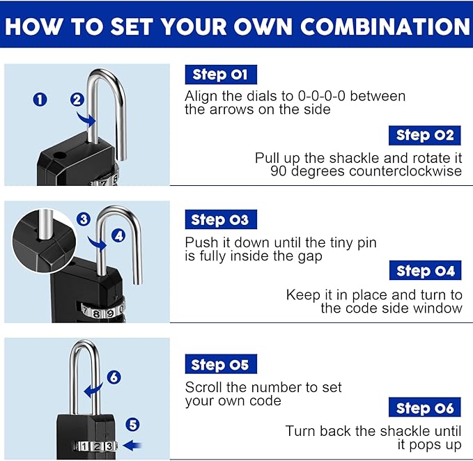 Chumia 16 Pack 3 Digit Combination Lock Small Combo Locks Waterproof Luggage Number Padlock for Backpack Suitcases Traveling Toolbox School Gym Employee Locker