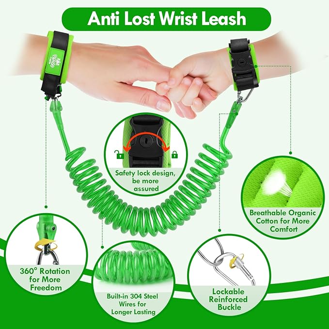 Lehoo Castle Toddler Leash for 1-5 Years, Baby Safety Harness for Boys with Anti-Lost Key Lock & Adjustable Strap, 3-in-1 Wrist Leash and Kids Backpack Harness for Walking Travel (Dinosaur)