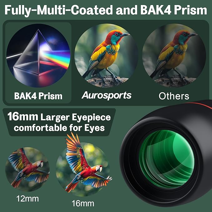 30X60 Small Binoculars for Adults Folding Bird Watching - Aurosports Mini Compact Binocular for Kids High Power Easy Focus Binoculars for Travel Hunting