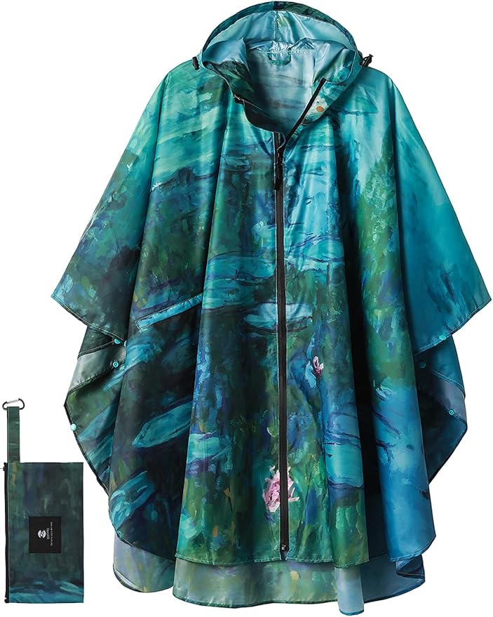 SaphiRose Rain Poncho Jacket Coat Hooded for Adults with Pockets