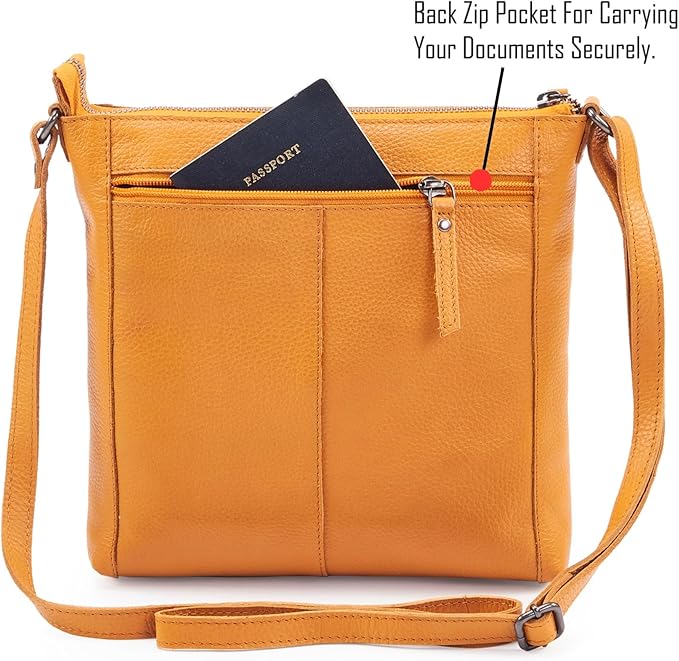 Small Soft Genuine Leather Crossbody Purse Women’s Sling Crossover Shoulder Travel Handbag with Triple Zipper