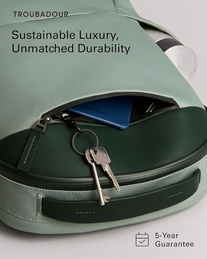 Troubadour Apex Backpack 3.0-25L Premium Laptop Backpack - Ergonomic & Water Resistant - Designed for Work and Travel - Green Smoke & Obsidian Green