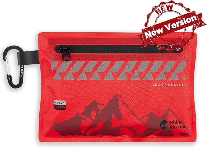 RHINO RESCUE Small First Aid Kit Ultralight Waterproof Medical Kit for Hiking, Backpacking, Cycling, Travel, Vehicles, 114pc