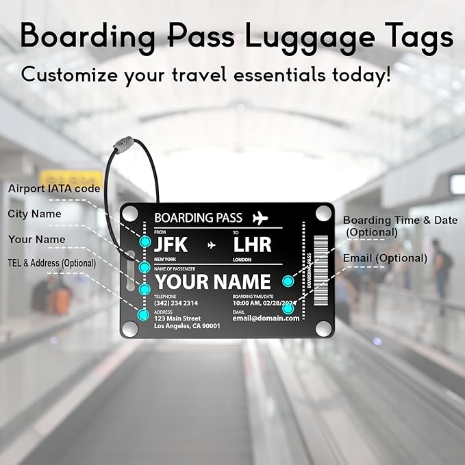 Luggage Tags for Suitcases: Boarding Pass Style Personalized Luggage Tags and Bags with Customizable Flight Details