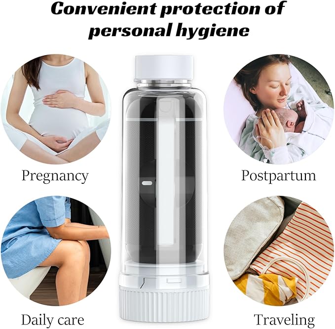Portable Bidet for Travel, VITCOCO Electric Travel Bidet Sprayer with 2 Water Bottles and Zip Case, Rechargeable High Pressure Handheld Bidets Perfect for Personal Cleaning, Gift for Women,Friend,etc.