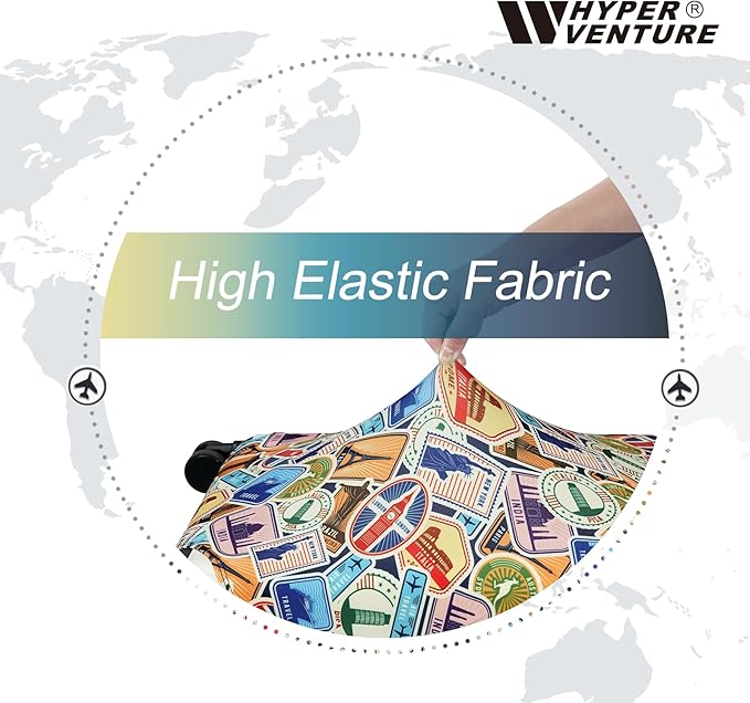 HYPER VENTURE Washable Luggage Cover - Fashion Suitcase Protector Fits 31-32 Inch Luggage (World Voyage, XL)