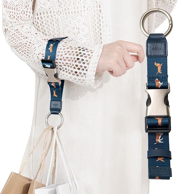 Travel Carry Strap with Ring Hooks, Buckle, Add-a-Bag Luggage Strap, Adjustable Bag Holder, Travel Clip for Carry-on Bags