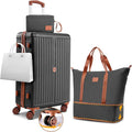Hoteel 3 Piece Luggage Set with Spinner Wheels (4-YEAR WARRANTY), Carry on Luggage for Travel with TSA Lock, Hardshell ABS+PC Suitcase Set, 20" Suitcase + Expandable Duffel Bag + Cosmetic Bag(Black)