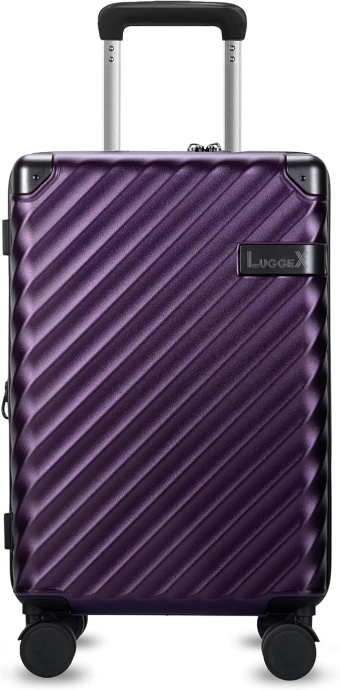 LUGGEX Luggage with Spinner Wheels, Polycarbonate Expandable Hard Shell Suitcase, Carry On 20 Inch, Purple
