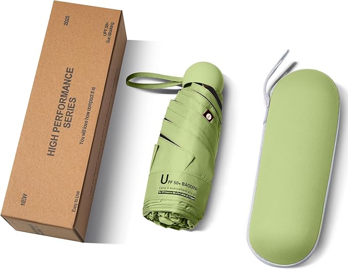 BAODINI Travel Mini Umbrella for Purse With Case Small Compact UV Sun Protection Sun Lightweight Tiny Pocket Umbrella for Women Kids and Men