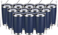 MEWAY 20oz Tumbler 12 Pack Double Wall Vacuum Insulated Travel Mug Bulk, Stainless Steel Tumblers with Lid and Straw, Durable Powder Coated Coffee Cups for Cold & Hot Drinks (Navy, 12)