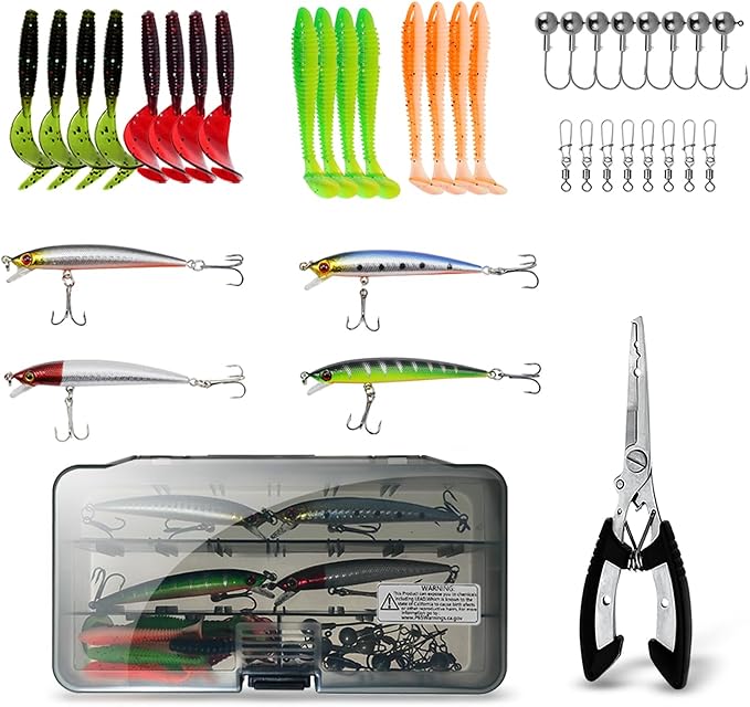 Fishing Rod Reel Combo - 2PCS 6.89ft Collapsible Rods 2PCS Spinning Reels Lures Set Fishing Pliers Carrier Bag for Travel Saltwater Freshwater Fishing Telescopic Fishing Pole Kit