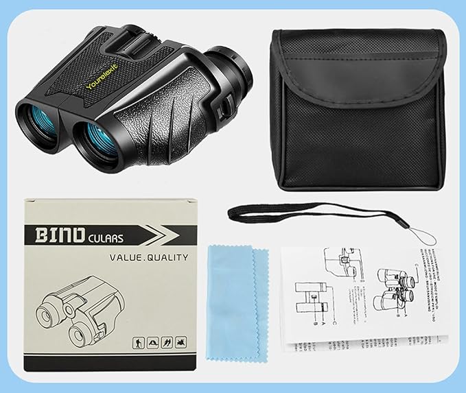 12x25 Compact Binoculars for Adults & Kids, High Powered Lightweight Waterproof Binoculars with Large Eyepiece, Low Light Vision for Bird Watching, Hunting, Travel, and Sightseeing