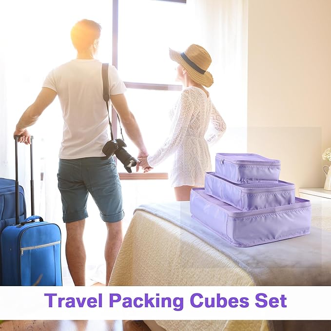 Reginary 6 Set Travel Packing Cubes Luggage Organizer Set Lightweight Suitcase with Shoe Bag for Clothes Toiletries