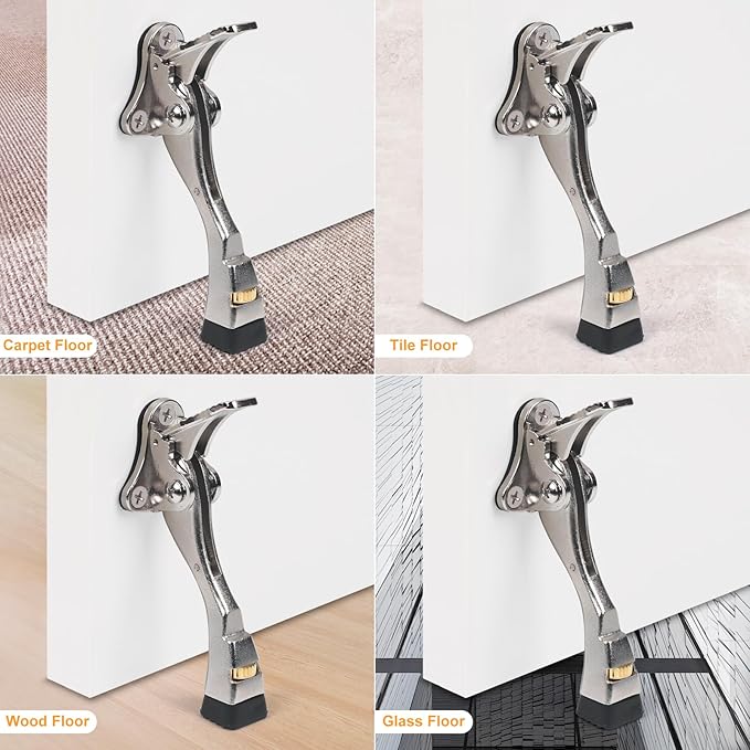 Kick Down Door Stoppers for Bottom of Door, Heavy Duty Kickdown Door Stop, Adjustable Door Stoppers (4 Inch x 1 Pack)