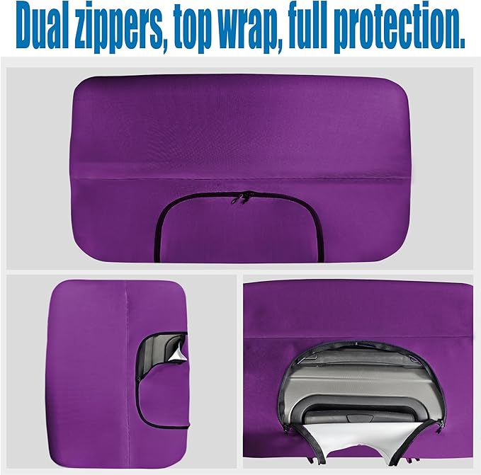 Travel Luggage Cover Thicker Spandex Suitcase Protector Elastic Washable Baggage Covers (L (for 27-28 inch luggage), Purple Eye)