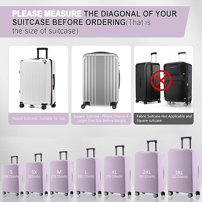 Travel Luggage Cover Suitcase Protector Scratch-Resistant Fit 19-31 Inch Suitcase, Not Included Suitcase (Lavender Purple, 2XL(30-31 inch))