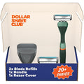 Dollar Shave Club | The Guest Pass Shave Set | 2 Swift Rinse Refill Cartridges, 1 Handle (Green), 1 Razor Cover, Razors for Men