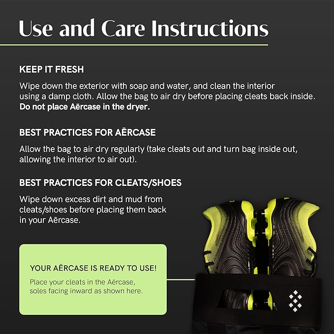 Salt Aērcase Smell Proof Cleat Bag – XL Size - Athletic Soccer & Golf Shoe Bag for Smelly Cleats & Gym Shoes- Durable, Water-Resistant, & Easy to Clean