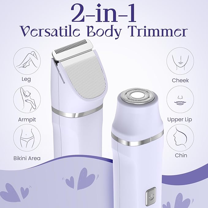Electric Razors for Women - Wet/Dry Womens Electric Shaver for Bikini/Pubic Hair/Face/Legs/Intimate Area, epilators Hair Removal with Dock Charging, Christmas Gifts & Stocking Stuffers (Purple)