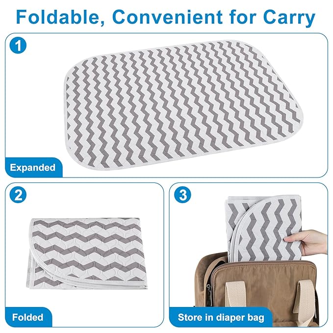 Accmor Baby Diaper Changing Pad, 27" x 20" Waterproof Baby Changing Mat, Wipeable Portable Diaper Changing Pad for Travel