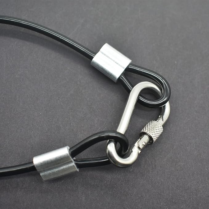 5 Pcs 4mm Wire 36 inch Vinyl Coated Stainless Steel Cable with Loops Short Wire Rope Lanyard Lock Security Chain Link for Outdoor Gates, Black(4mm x 36inch)