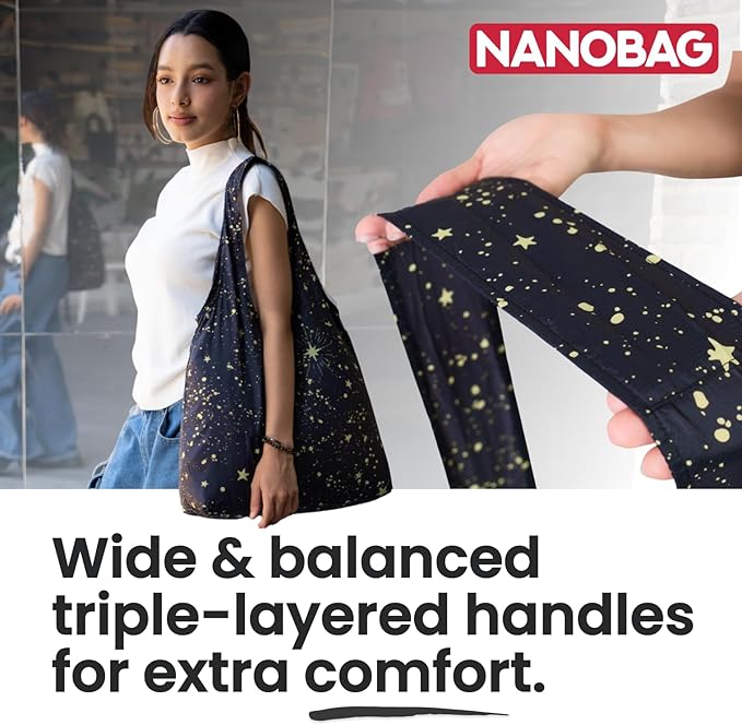 Nanobag Ultra-Lightweight Foldable Sling for Women & Men, Reusable Grocery & Travel Bag, Packable Collapsible Compact Market Crossbody (Sling Gray)