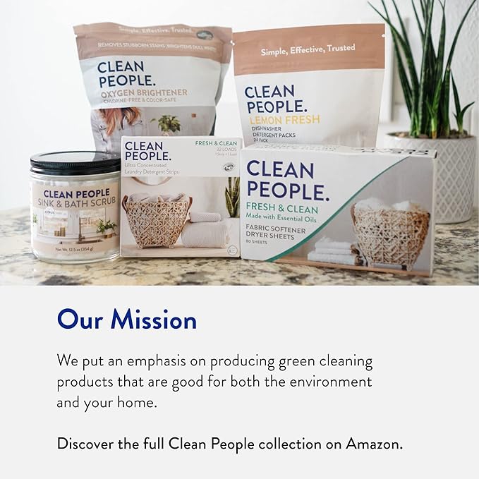 The Clean People Laundry Detergent Sheets - Laundry Soap - Ultra Concentrated, Recyclable Packaging, Stain Fighting - Fresh Scent, 32 Pack