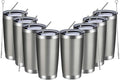 MEWAY 20oz Tumbler 8 Pack Double Wall Vacuum Insulated Travel Mug Bulk, Stainless Steel Tumblers with Lid and Straw, Durable Powder Coated Coffee Cups for Cold & Hot Drinks (Cold Gray, 8)