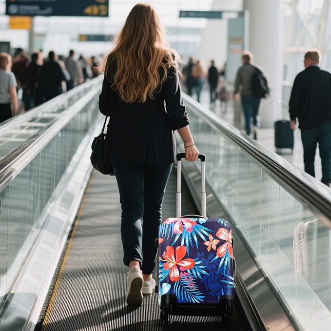 WUJIAONIAO Travel Luggage Cover Baggage Suitcase Cover Protector Skins 18-32 Inch (Flower, S (for 18-20 inch luggage))