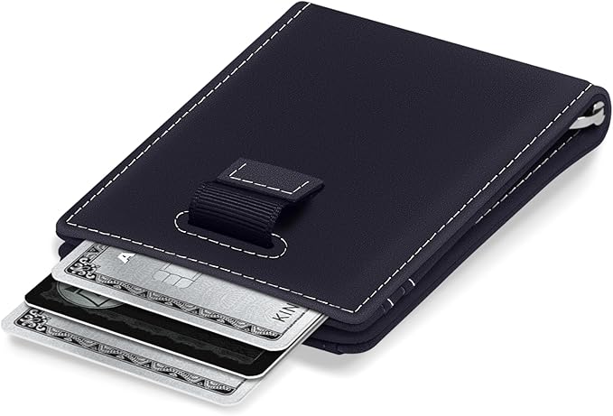Kings Loot Custom Wallet for Men | Engraved Leather Slim Wallet with Money Clip | Personalized RFID Blocking Design | Minimalist & Stylish Wallets (Blue)