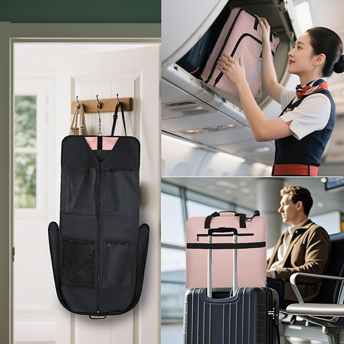 Garment Bags for travel,Hanging clothes Bag for Men Women,Suit Bags with Shoulder Strap,Wedding dress/shirt carry on luggage with fence hook,Wrinkle Free foldable duffle bag,Waterproof luux travel bag