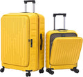 2 Pieces 20/29 Luggage Sets, 20 Inch Cabin Luggage with Front Pocket & 29 Inch Side Opening Suitcase, Ligthweight ABS+PC Hardshell, TSA Lock with HINOMOTO 360° Wheels, Yellow